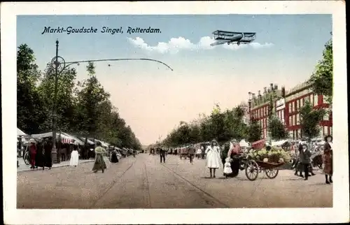 Ak Rotterdam Südholland Niederlande, Markt-Goudsche Singel