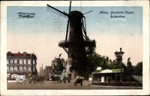 Ak Rotterdam Südholland Niederlande, Molen, Goudsche Singel