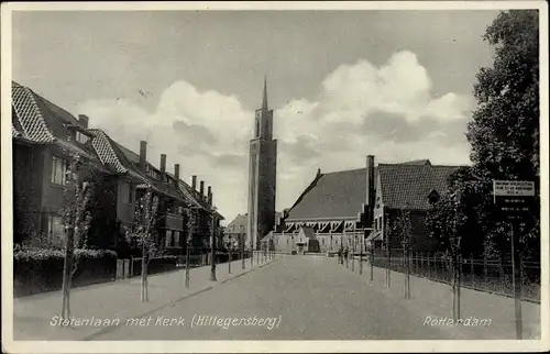 Ak Hillegersberg Südholland, Statenlaan met Kerk