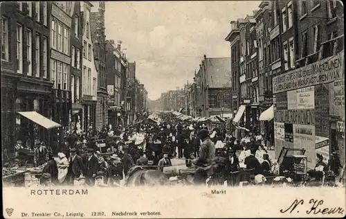 Ak Rotterdam Südholland Niederlande, Markt