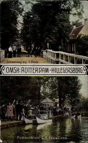 Ak Hillegersberg Rotterdam Südholland, Straatweg bij 't Dorp, Restauration C. A. Freericks, Boote
