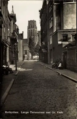 Ak Rotterdam Südholland Niederlande, Lange Torenstraat met Gr. Kerk