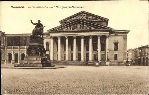 Ak München, Nationaltheater und Max Joseph-Monument