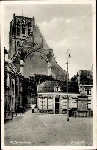 Ak Den Briel Südholland, Welle Rondom, Platz, Kirchturm, Gebäude