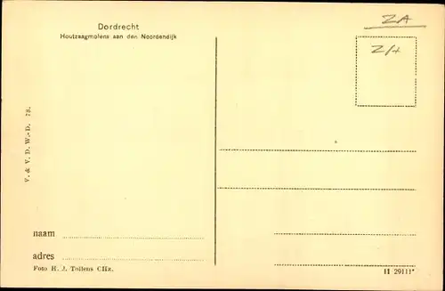 Ak Dordrecht Südholland Niederlande, Houtzaagmolens aan den Noordendijk