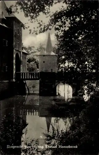 Ak Hoensbroek Heerlen Limburg Niederlande, Kasteel, Slotgracht met ingang