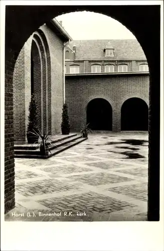 Ak Horst Limburg Niederlande, Binnenhof R. K. Kerk