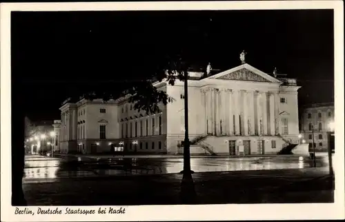Ak Berlin Mitte, Deutsche Staatsoper bei Nacht, Unter den Linden