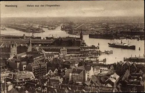 Ak Hamburg Mitte Altstadt, Hafen aus der Fliegerschau