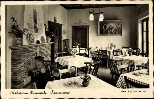 Ak Rüdesheim am Rhein, Rüdesheimer Bauernstube, Kaminzimmer