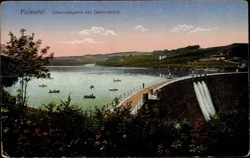 Ak Dahlerbrück Schalksmühle im Volmetal, Gloertalsperre mit Umgebung