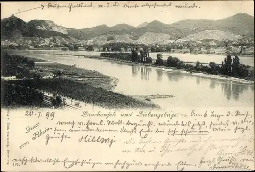 Ak Königswinter am Rhein, Drachenfels und Siebengebirge
