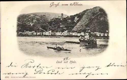 Ak Caub Kaub am Rhein, Burg Pfalzgrafenstein, Pfalz