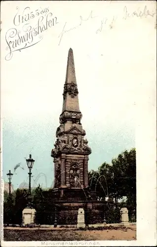 Ak Ludwigshafen am Rhein, Monumentalbrunnen