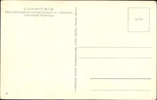 Ak Lutherstadt Wittenberg, Lutherhalle, Luthers Kanzel