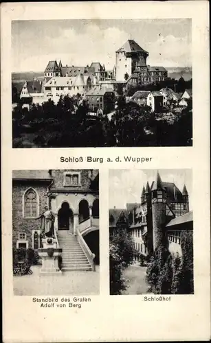 Ak Burg an der Wupper Solingen, Schloss Burg, Stadtbild des Grafen Adolf von Berg, Schlosshof
