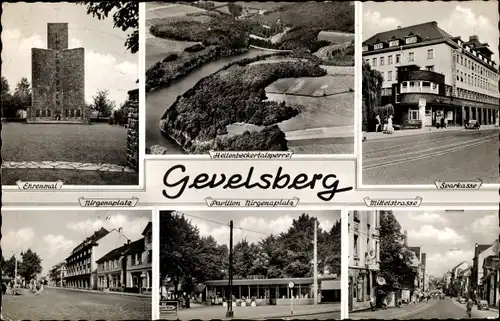 Ak Gevelsberg im Ruhrgebiet, Ehrenmal, Hellenbeckertalsperre, Pavillon Nirgenaplatz