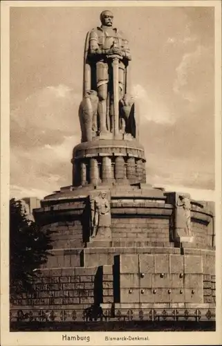 Ak Hamburg Mitte Neustadt, Blick auf das Bismarck Denkmal