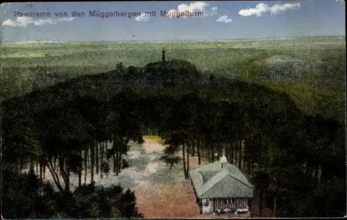 Ak Berlin Köpenick, Müggelturm, Panorama von den Müggelbergen