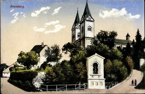 Ak Arenberg Koblenz am Rhein, Blick zur Kirche