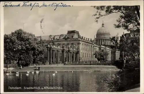 Ak Potsdam, Stadtschloss u. Nikolaikirche