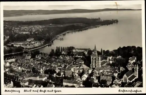 Ak Konstanz am Bodensee, Luftaufnahme, Blick auf Bucht und Horn