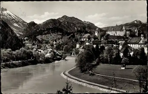 Ak Füssen im Ostallgäu, Panorama vom Ort