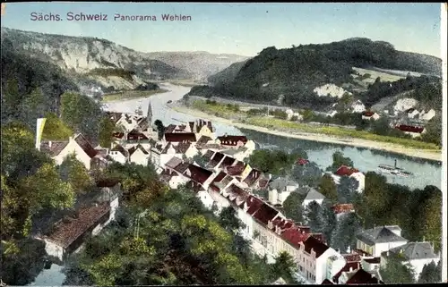 Ak Wehlen an der Elbe Sächsische Schweiz, Panorama