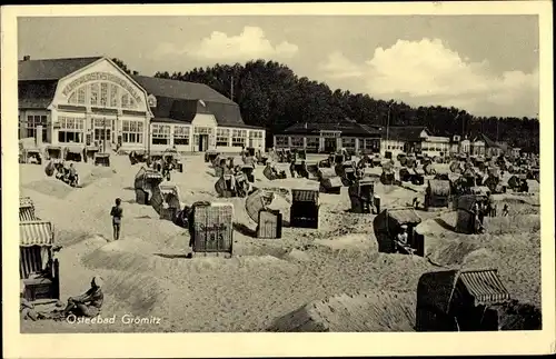 Ak Ostseebad Grömitz in Holstein, Strand, Kurpalast, Strandhalle