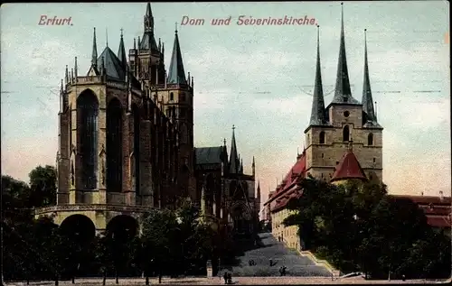 Ak Erfurt in Thüringen, Dom und Severinskirche