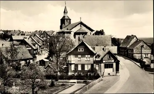 Ak Benneckenstein Oberharz, Teichdamm, Konsum, Ortsansicht