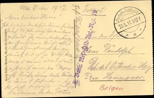 Ak Stempel Deutsche Feldpost 1. WK, 8. Batterie Reserve Feld Artillerie Regiment 19