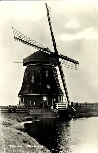 Ak Molen in Groeter Polder, Watermolen