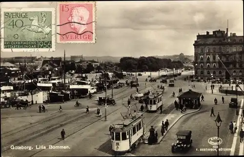 Ak Göteborg Schweden, Lilla Bommen, Straßenbahnen