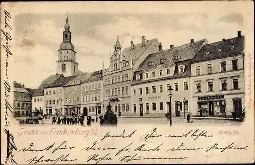 Ak Frankenberg in Sachsen, Marktplatz, Geschäfte