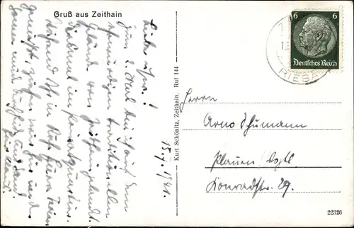 Ak Zeithain in Sachsen, Blick auf den Ort