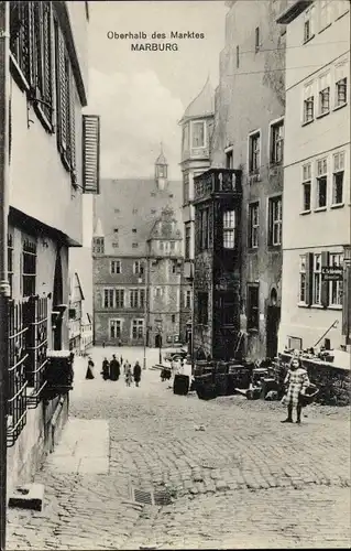 Ak Marburg an der Lahn, Straßenpartie oberhalb des Marktes