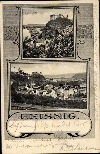 Ak Leisnig in Sachsen, Schlossburg, Blick auf den Ort