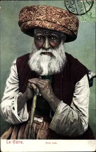Ak Le Caire, Cheb arab, Araber, Gehstock, Tracht