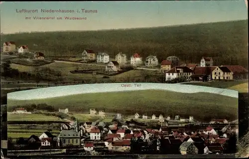 Ak Niedernhausen im Taunus Hessen, Villenviertel, Panorama östl. Teil