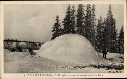 Ak Aux Glaces Polaires, Un Iglou, maison de neige