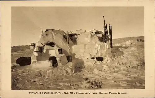 Ak Missions Esquimaudes, Mission de la Petite Therese, Maison de neige