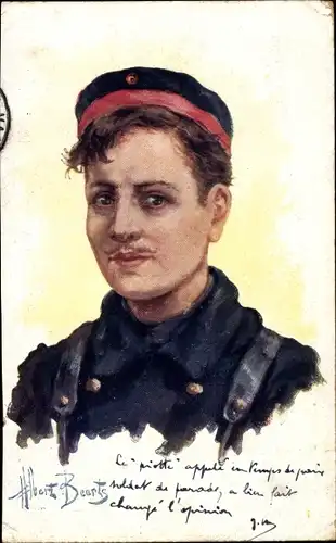 Künstler Ak Bearts, Französischer Soldat in Uniform, Portrait