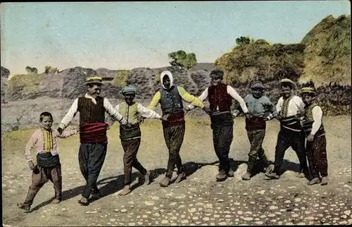 Ak Mazedonien, Tanzende junge Männer in typischer Tracht