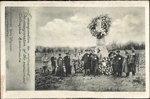 Ak L'Inauguration du Monument, Denkmal, Deutsche Soldaten, Blumen, Kaiserzeit