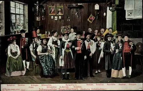 Ak Schwarzwälder Bauernhochzeit, Trachten, Gutach, Breisgau, Hanauer, Renchtal, Kinzigtal, Elztal