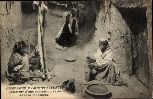 Ak Campagne d'Orient 1914-1917, Interieur d'un habitation Serbe dans la montagne