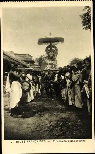 Ak Indes Francaises, Procession d'une divinité, Festumzug