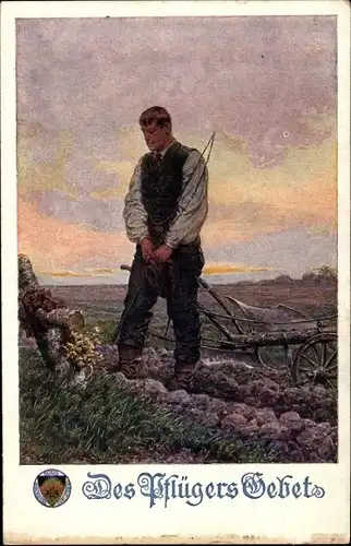 Künstler Ak Deutscher Schulverein 809, Des Pflügers Gebet