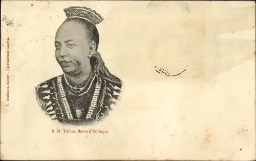 Ak Portrait de S. M. Taitou, Reine d'Ethyopie